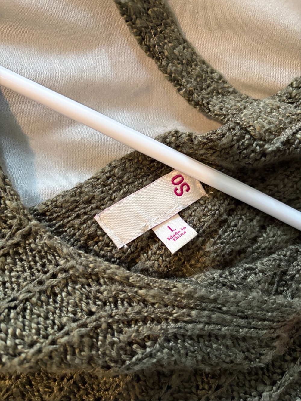 SO Olive Green Ribbed Open-Weave Crewneck Sweater - Picture 3 of 3